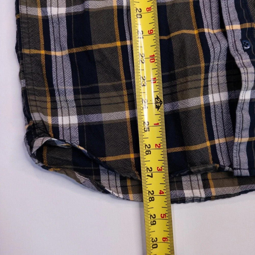 The North Face Button Down Shirt Mens Medium Green‎ Plaid Excellent Long Sleeve